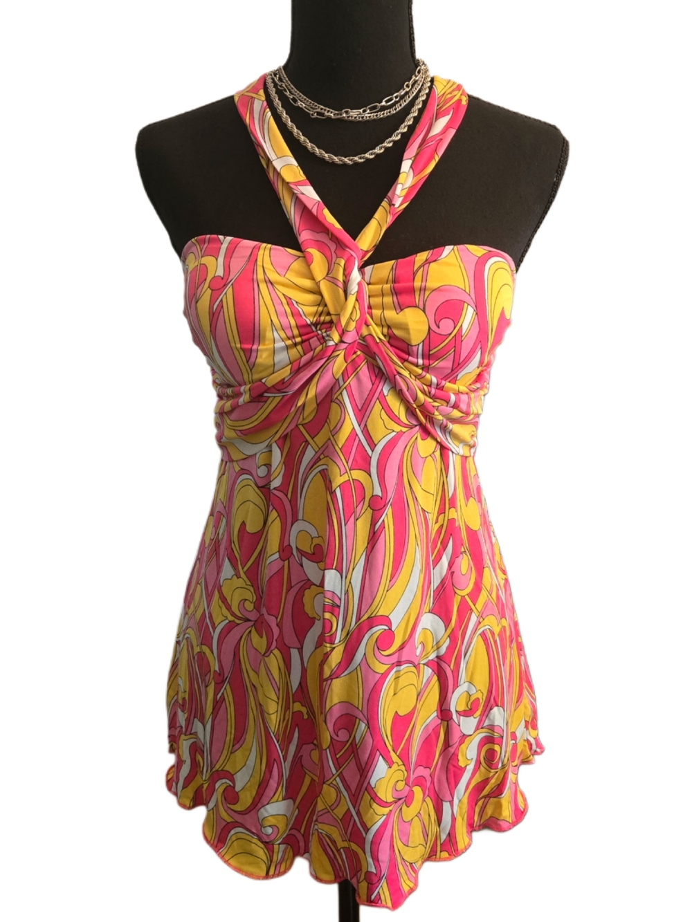 Vintage Y2k Pucci Vibe Pink & Yellow Halter Top !!